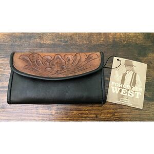 Force Ten West authentic hand made leather embossed trifold wallet